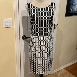 Banana Republic Silk-Feel Black & White Checked Dress
